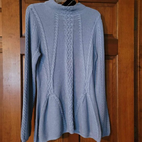 NWT Women's Size Medium Jeanne Pierre Blue Mock Tunic Sweater - Picture 1 of 7